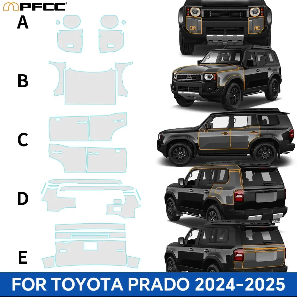 

For Toyota Prado 2024 2025 Car Paint Protection Film Pre Cut TPU PPF Body Sticker Bra Kit Styling Accessories Transparent Film