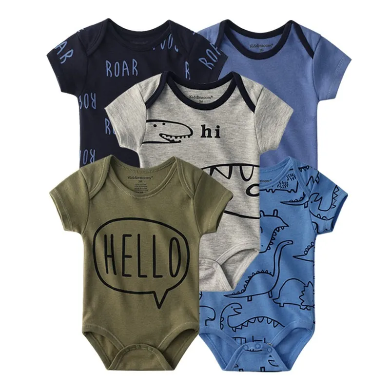 5 Pcs/Lot Cartoon Baby Bodysuits 100%Cotton Soft Newborn Boy Onesies Summer Short Sleeves Infant Clothes