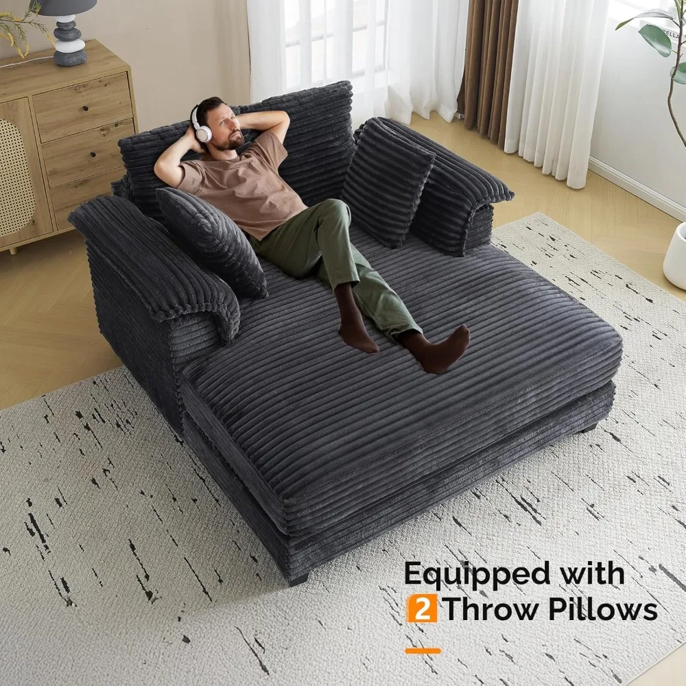 

Upholstered Sleeper Couch Bed with Throw Pillows and Armrests for Living Room, Movie Room, Bedroom, Sofa