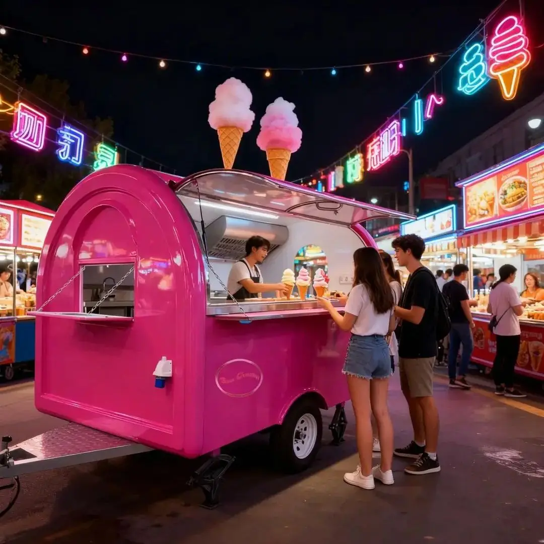 

Outdoor Food Trailer with rounded and smooth lines without sharp edges or corners, giving people a soft and cute feeling