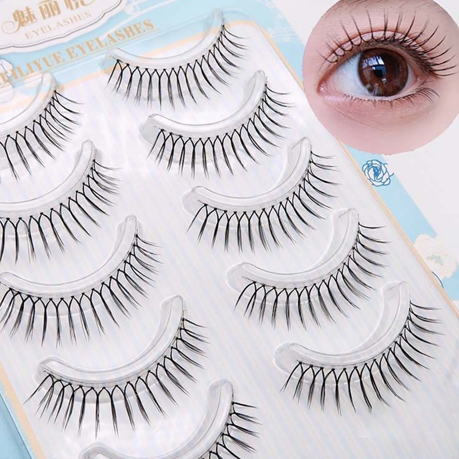 

5 Pair False Eyelashes strip 9-11.5cm Fresh U Shape lashes Eyelashes extenstion wispy lash for Women Girls Cosmetic Supplies