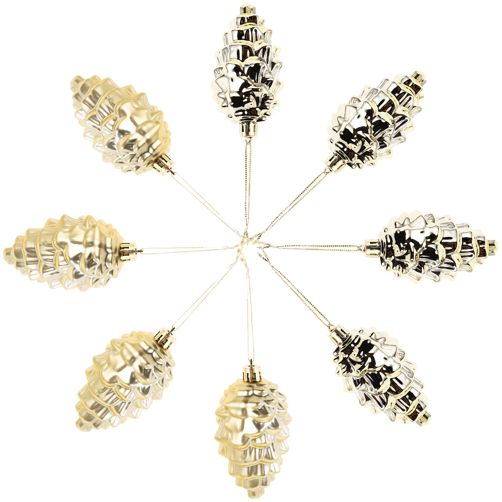 

8Pcs Pinecone Ornaments Christmas Tree Plastic Shatterproof 9Cm Hanging Balls Holiday Wedding Party Decor