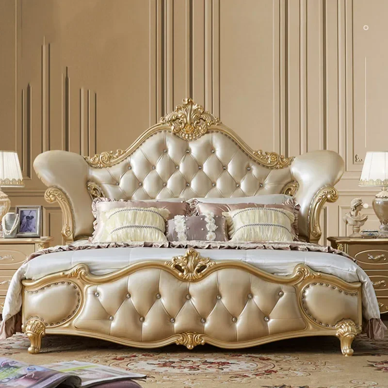 Luxury Queen Bed Kids Double Royal Nordic King Twin Frame Double Bed Headboard Sleeping Letti Matrimoniali Bedroom Furniture