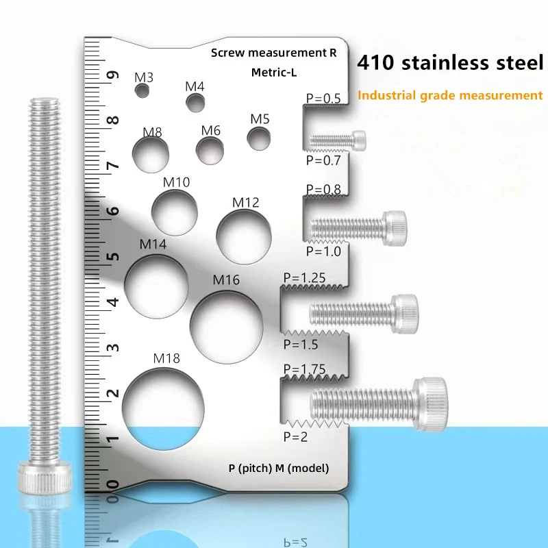 

Thread Checker Screw Measurement Ruler Stainless Steel Caliper Metric Gauge Tool For Measuring Screw Pitch Bit Bolt Nut Screw