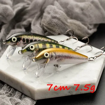 Mini Minnow yem 7cm 7.5g batan Wobblers balıkçılık cazibesi Wobblers yapay yem sahte balık alabalık Lures Minnow