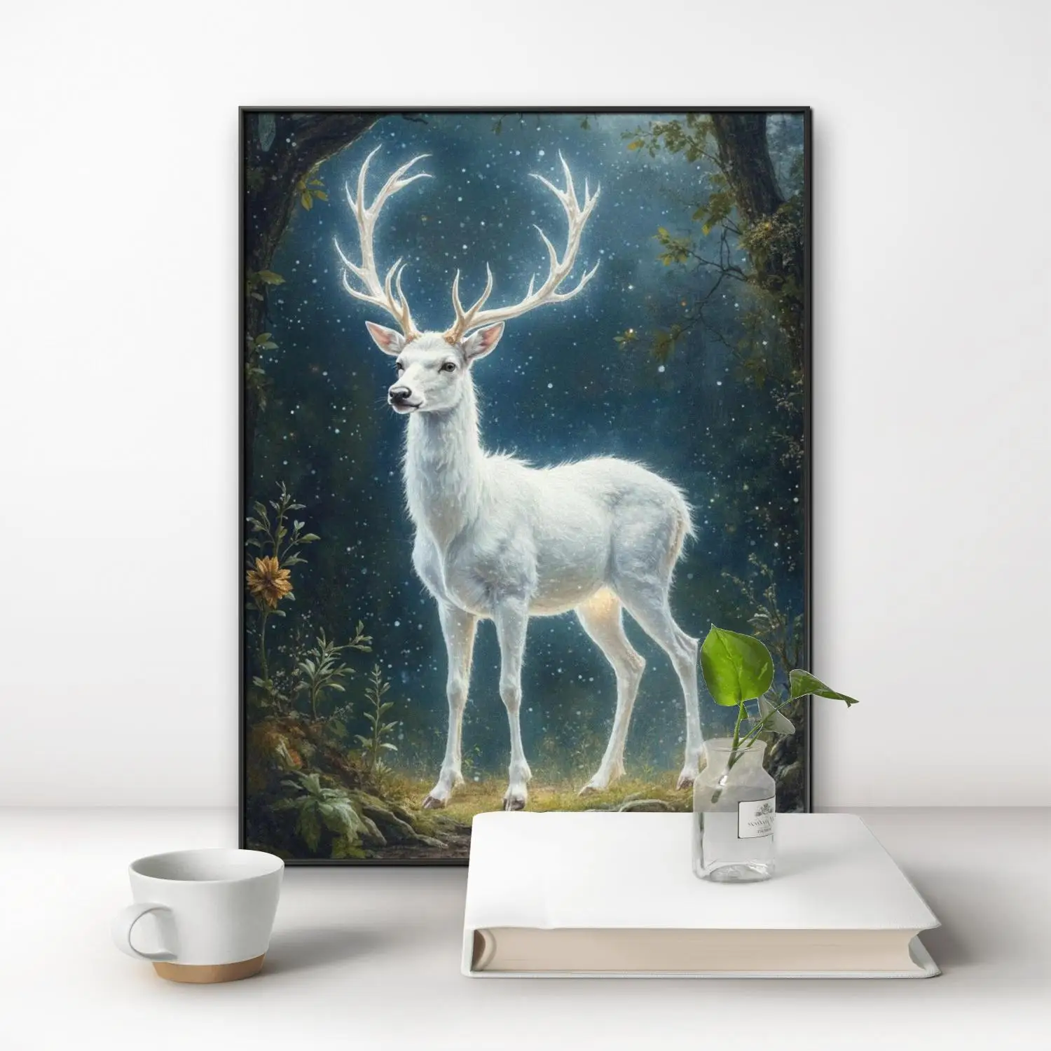 Magical Forest Moonlight White Deer AB Diamond Painting Night Forest DIY Diamond Embroidery Forest Style Home bedroom Decor