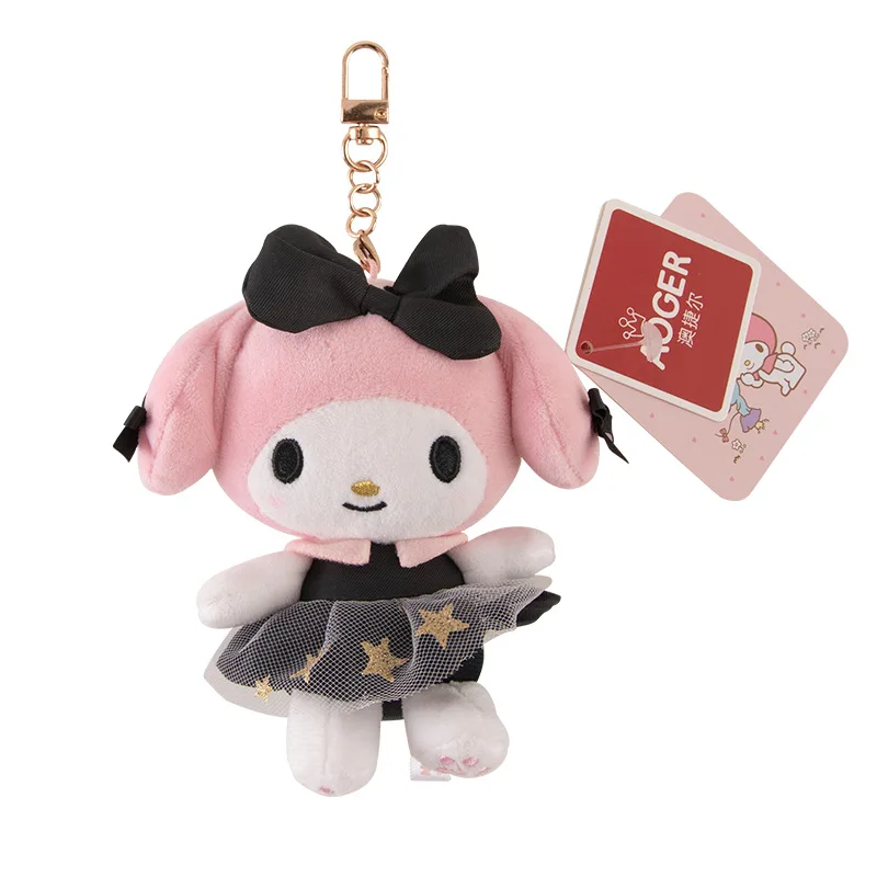 سانريو الذهب الأسود نمط مرحبا كيتي ميلودي كورومي سينامورول الكرتون أفخم سلاسل المفاتيح الفتيات على ظهره سيارة دمية محشوة قلادة