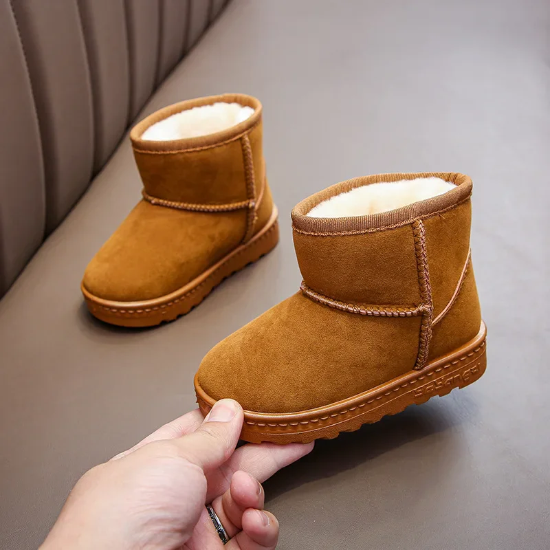 Children Snow Boots Winter Cute Warm Fashion Anti Slip Shoes Kids Boys Girls Leisure Thick Fur Platform Flat Short Boot Sneakers 7