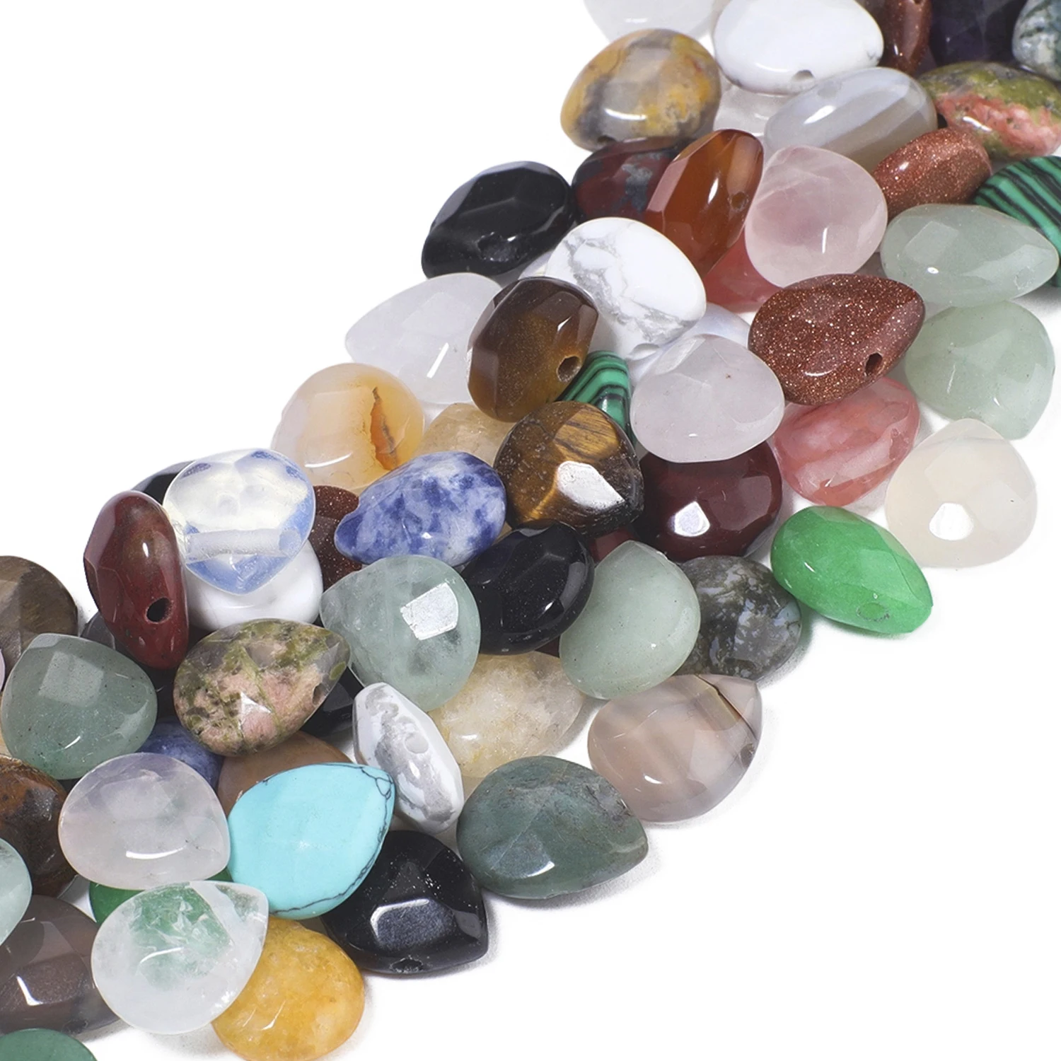 12x10mm Facettierte Anhänger Tropfenform Perlen Malachit Howlith Jaspis Achat Steinperlen für Schmuckherstellung Zubehör
