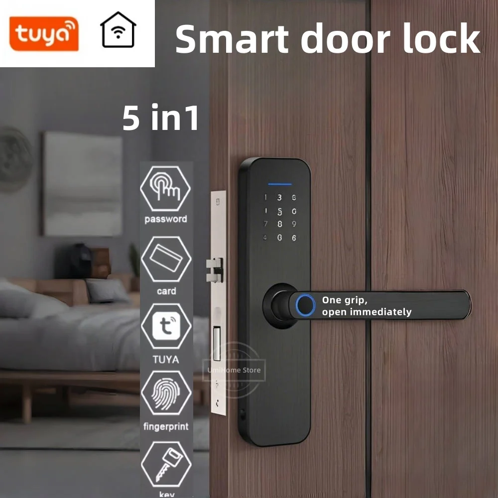 

Tuya Wifi Digital Electronic Lock Smart Fingerprint Door Lock Remote Unlock Keyless Password Smart Card for Home Hotel Office