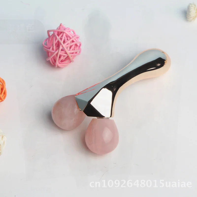 Rodillo masajeador facial de Jade de cristal Natural para belleza de ojos, reafirmante, cara en V, no eléctrico, dorado, plateado, morado, champán