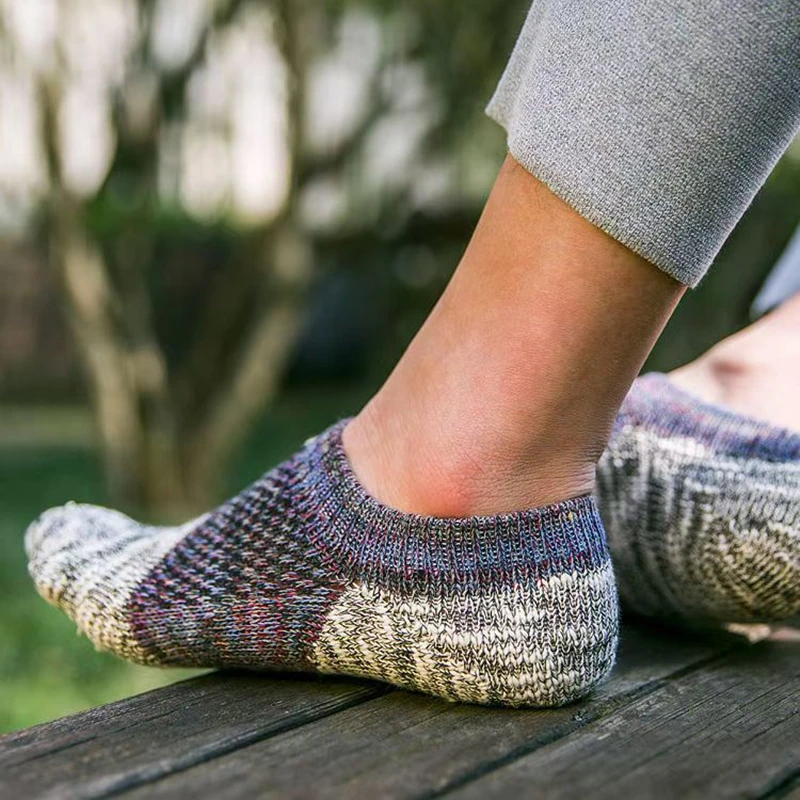 5 أزواج من جوارب الكاحل غير الرسمية الرجعية للرجال والنساء لفصلي الربيع والصيف، جوارب قصيرة ممتصة للعرق وجيدة التهوية