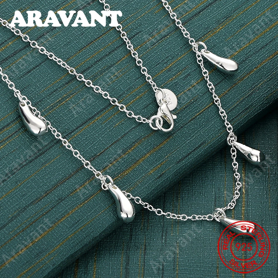 

Ожерелье-цепочка из стерлингового серебра 925 пробы с пятью подвесками в форме капли — уникальный и универсальный подарок для женщин, идеально подходит для мероприятий и в качестве украшения.