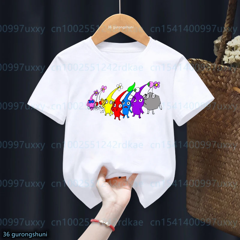 New Summer Style Boys T-Shirt Video Game Pikmin 4 Cartoon Print T-Shirt For Girls Fashion Toddler Tshirts Cute Boy Girl Clothing