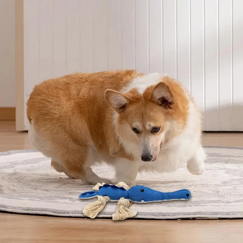 Juguetes de peluche para perros con chirriantes, nudo de cuerda de algodón, resistente a las mordeduras, interactivo para masticar, Limpieza de dientes