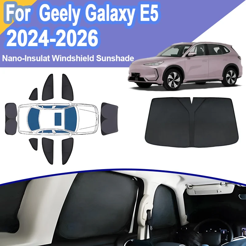 

Солнцезащитные козырьки для Geely Galaxy E5 EX5 2024 2025 2026, автозанавеска на лобовое стекло, теплоизоляционные складные козырьки, автомобильные аксессуары
