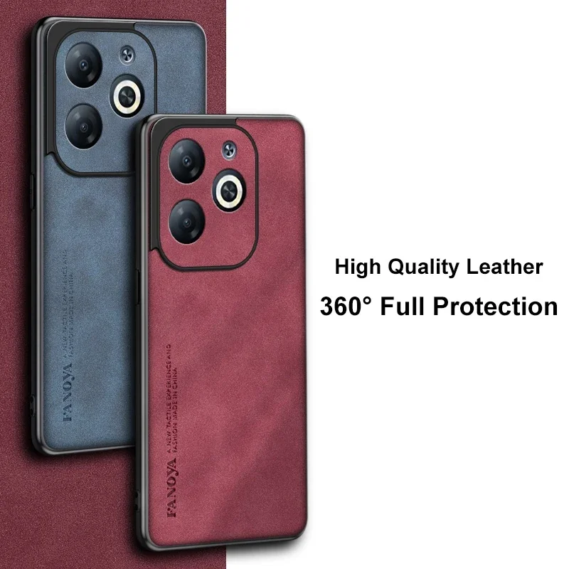 Luxury PU Leather Phone Case For Infinix Hot 40 Pro 40i 30i Back Cover Matte Silicone Full Protection Case For Infinix Smart 8