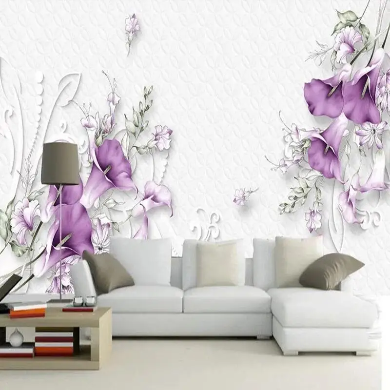 

Custom Mural Wallpaper Modern 3D Stereo Flower Floral Pattern Wall Painting Background Living Room TV Sofa Bedroom Home Decor