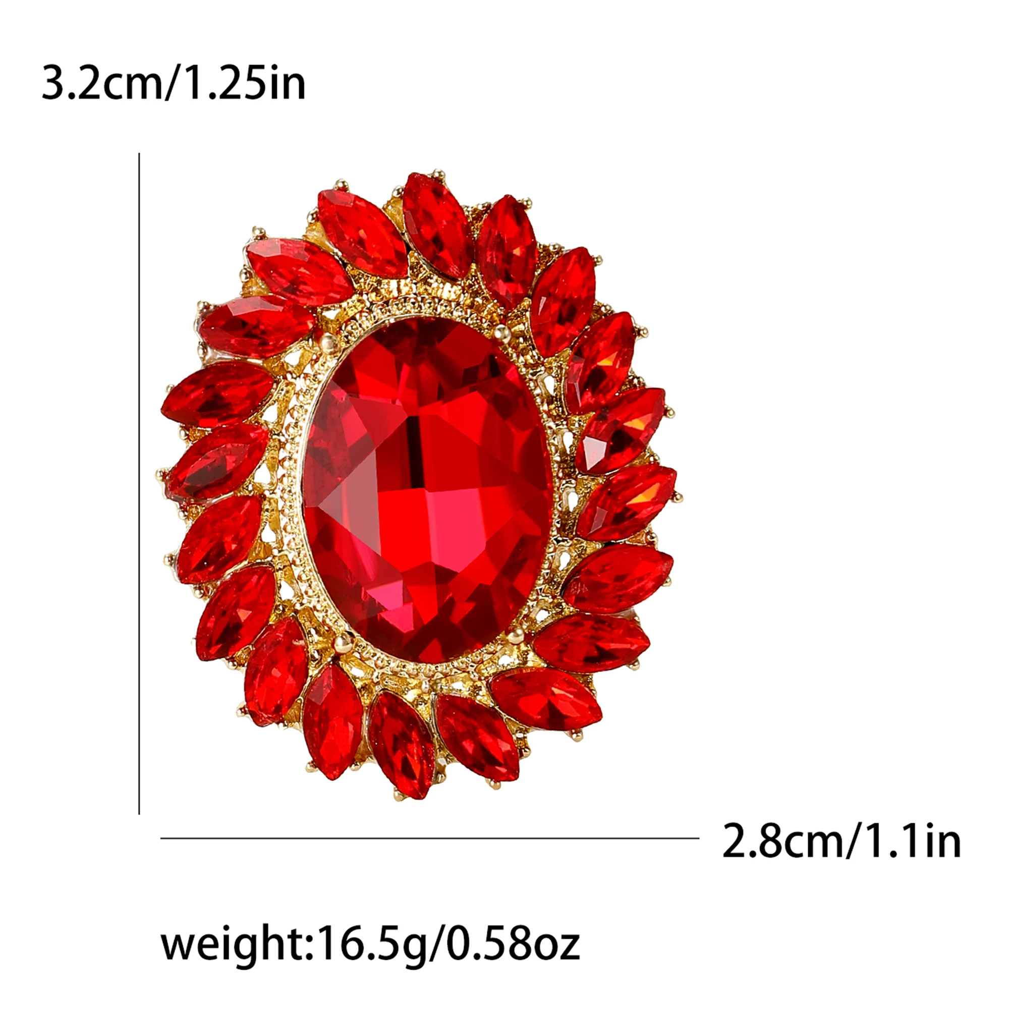 Beaut&Berry Crystal Oval Sunflower Brooches for Women Unisex Botanical Flower Pins Casual Party Accessories Gifts