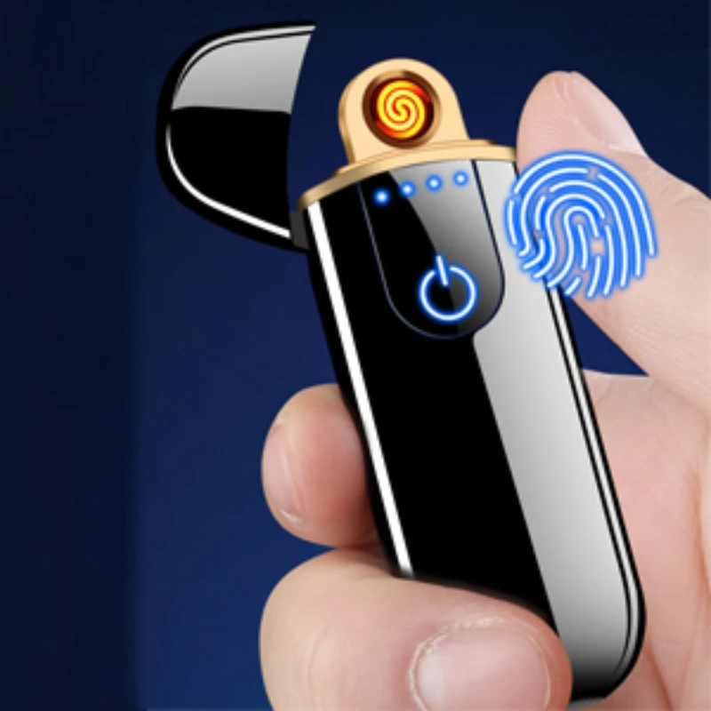 Smart Electronic Lighter USB Rechargeable Touch Ignition Windproof Flameless Plasma with Power Indicator Men\'s Cigarette Gift