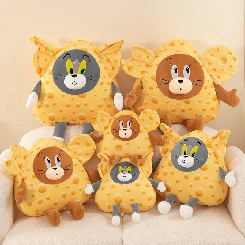 

40/55/70cm Tom and Jerry Cute Cheese Big Plush Toy Sleep Sofa Cushion Soft Stuffed Doll Couple Cushion Pillow Kids Birthday Gift