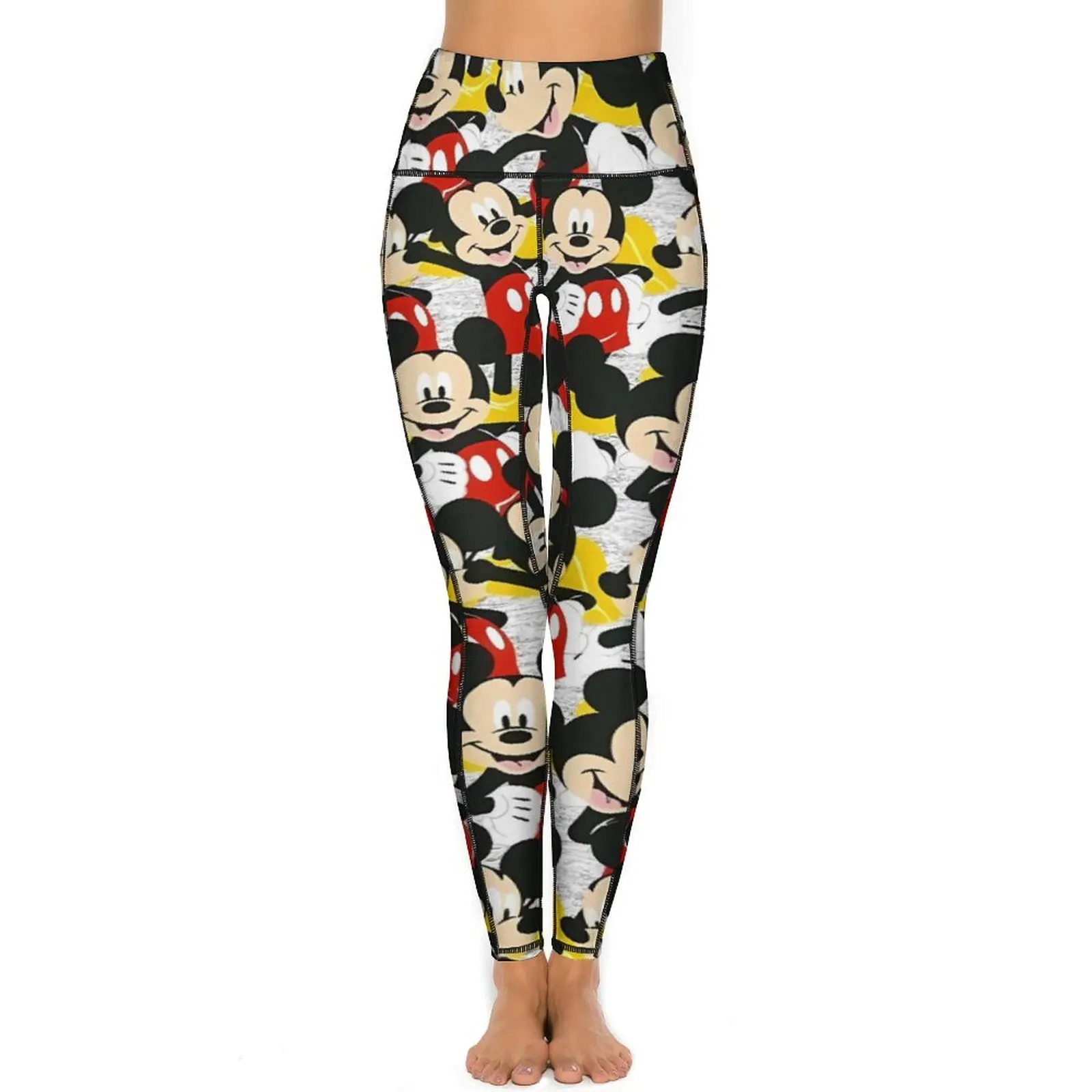 Mickey Mouse Pose Leggings Sexy  Workout Gym Yoga Pants Push Up Quick-Dry Sports Tights Pockets Breathable Printed Leggins