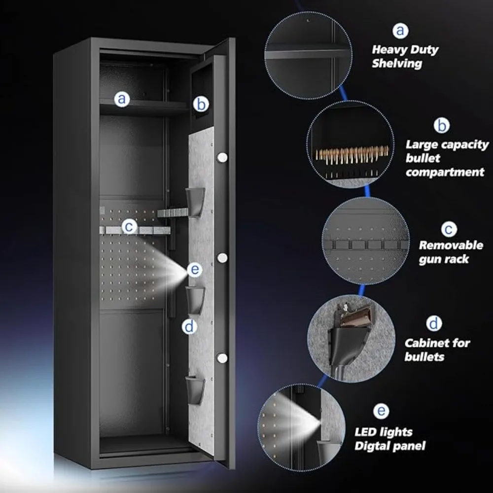

Biometric Gun Safe for Home, Large Capacity Rifle & Match multiple pistol storage bags, Gun Safe Cabinet with Quick-Access Lock