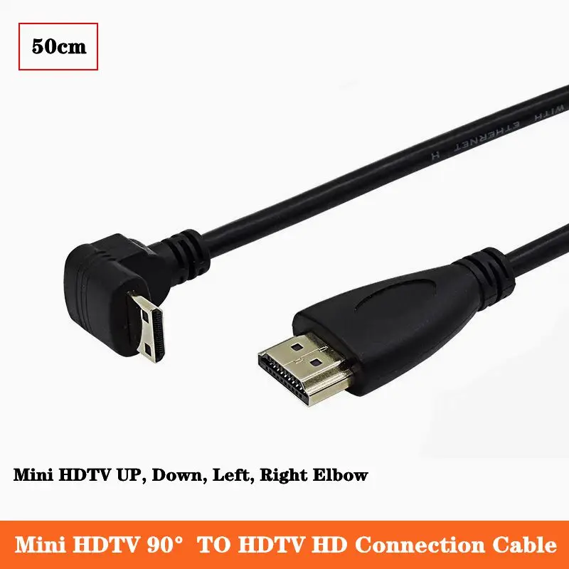 Mini kompatybilny HDMI męski 90 ° kątowy łokieć do HDMI wersja męska 1.4 1080P wyświetlacz płaski Panel przewód połączeniowy HD