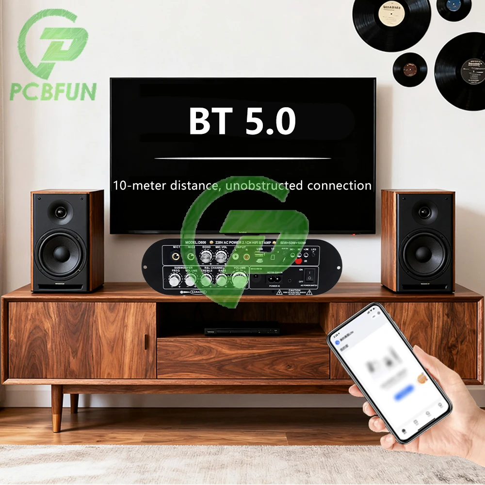 

D800 Bluetooth 5.0-compatible Digital Amplifier Board 2.1 Channel 50W*2 100W Large Power Output Electronic Kit