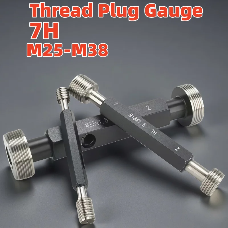 

1PCS M25-M38 Flat Head Thread Plug Gauge 7H Accuracy Thread Measuring Tool for Precision Engineering