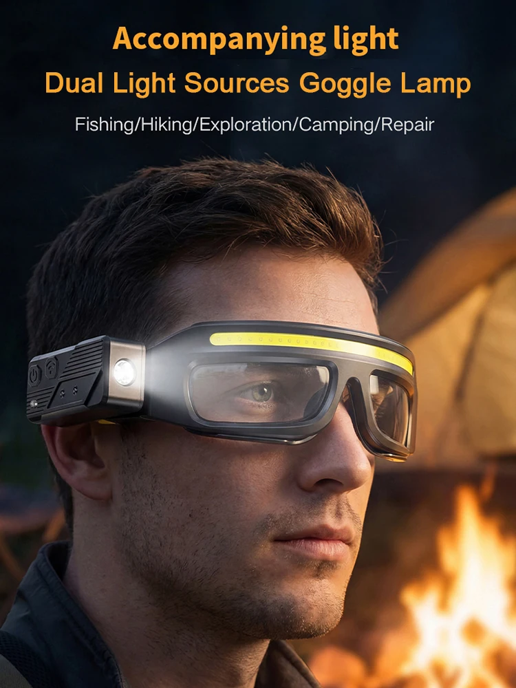 AliExpress cycle zone Professional Glasses Headlamp 2 in 1 Design Adjustment Sensor Head Flashlight 5 Lighting Modes Working Lamp for Night Fishing