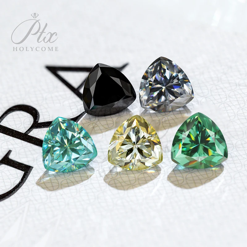 PTX Best Green Loose Moissanite Diamond Trillion Shape Brilliant Cut Real Lab Gemstone Loose Stones Jewelry Making with GRA