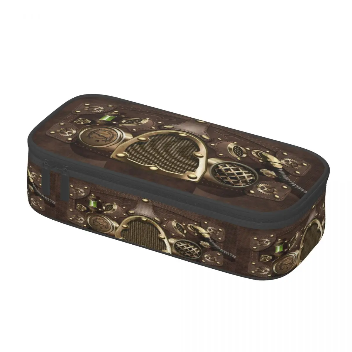Kawaii Steampunk Leather Pencil Cases for Boys Gilrs Big Capacity Pilot Air Fighter Helmet Pencil Box Stationery image 3