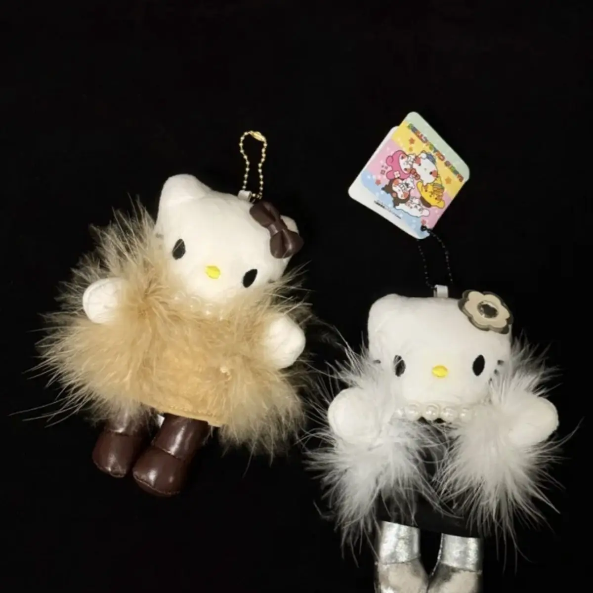 

New Sanrio Hello Kitty Keychain Plush Doll Toy Cute Cartoon Kt Cat Schoolbag Decoration Keychain Pendant Fashion Charm Girl Gift