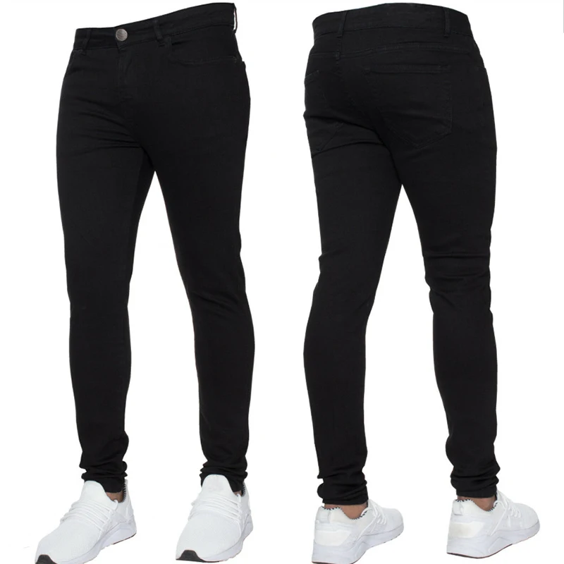 Y2k-pantalones vaqueros ajustados elásticos para hombre, ropa de calle clásica de algodón, color negro, moda Harajuku, nueva