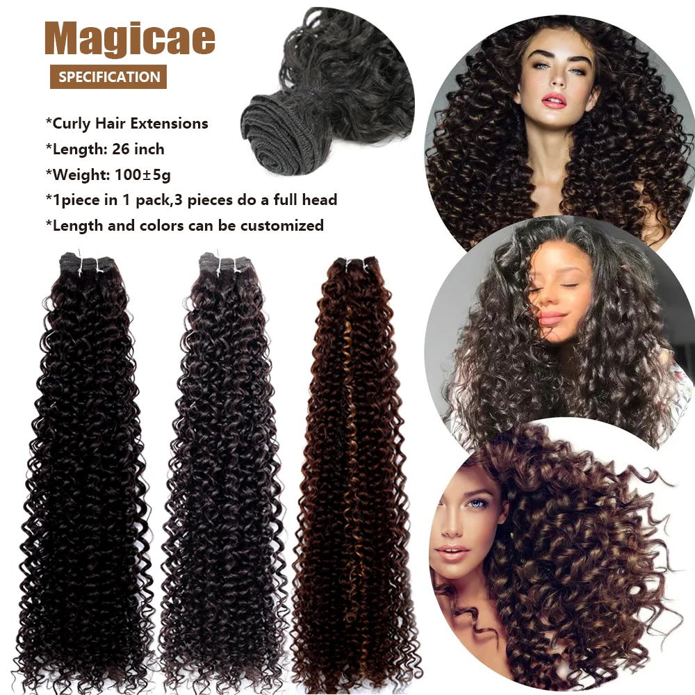 Magicae Curly Natural Hair Extensions Long Synthetic Curly Bundles Natural Hair Weave Extensions For Women