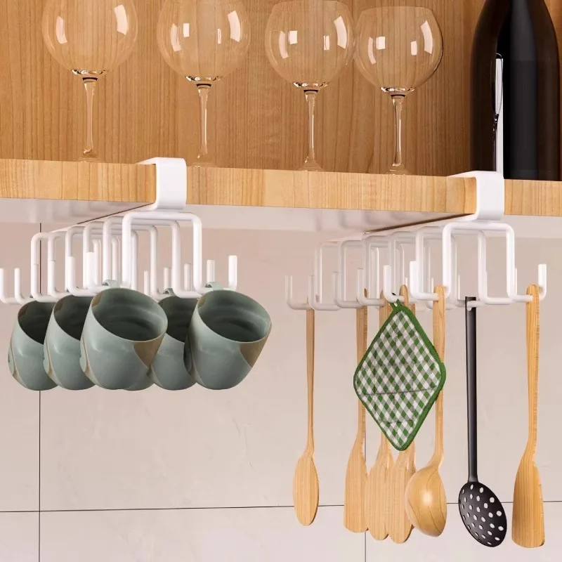 1PC Hole-free Household Kitchen Cup Rack, Hanging Hook, Tie and Scarf Storage Rack