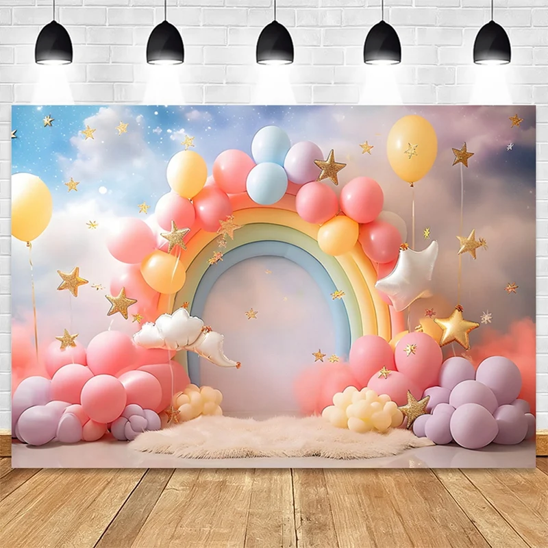 210X150cm European American Valentine's Day Party Backdrops Balloon Roses Pink Heart Banner Photography Backdrops Durable , C