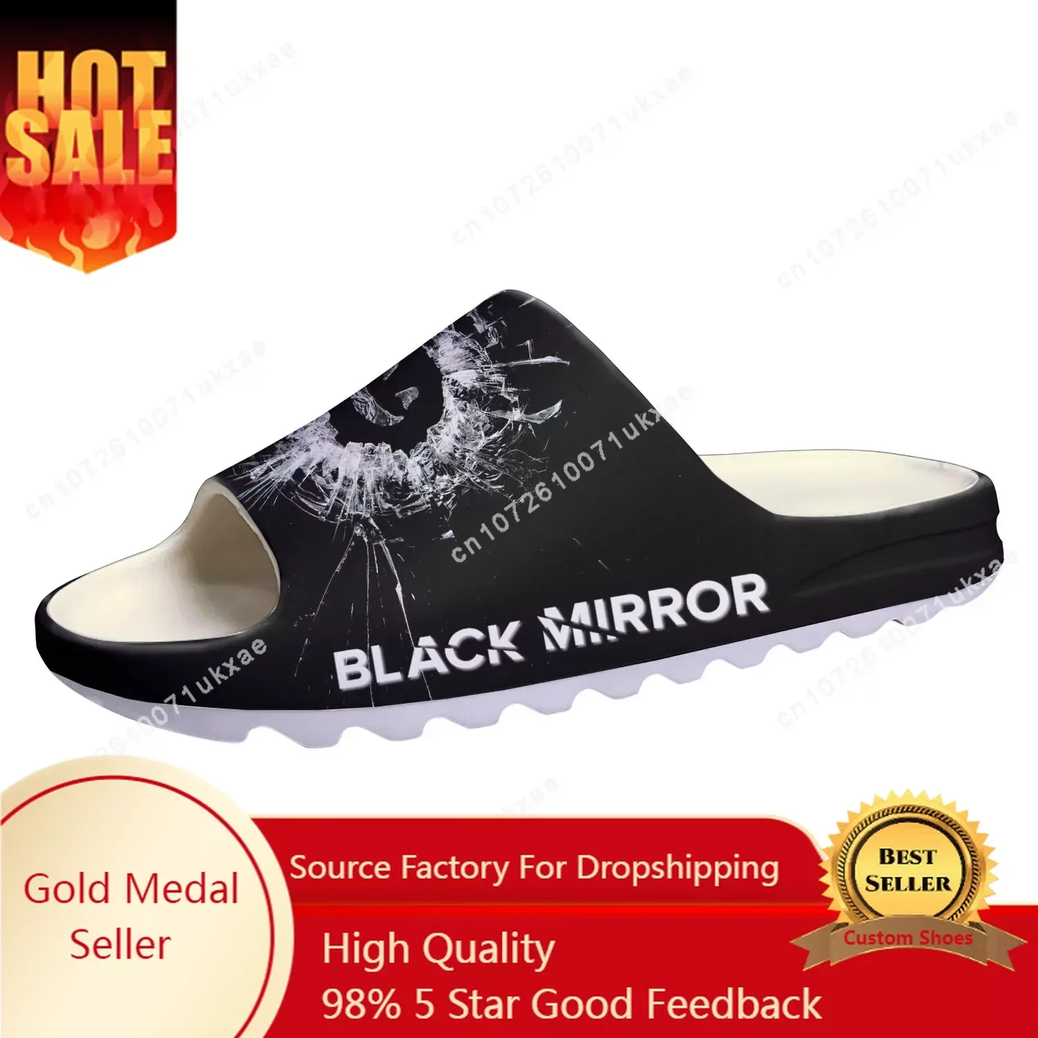 

Black Mirror Soft Sole Sllipers Home Clogs Customized Step On Water Shoes Mens Womens Teenager Step in Sandals