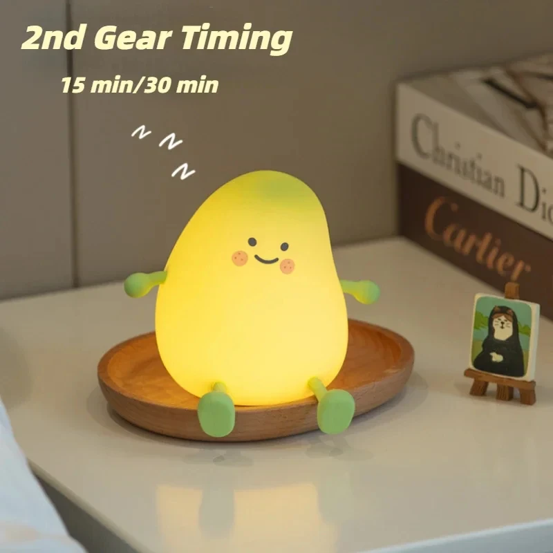 Little Green Mango Pat Light Cute Night Light Dimming Touch USB Rechargeable Bedroom Bedside Decor Lighting Unique Funny Gifts