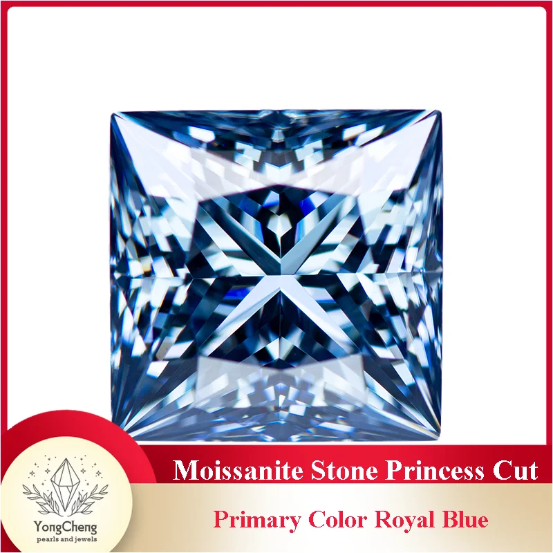 

Moissanite Stone Princess Cut Primary Color Royal Blue Gemstone Lab Grown Diamond Woman Charms Jewelry Making GRA Certificate