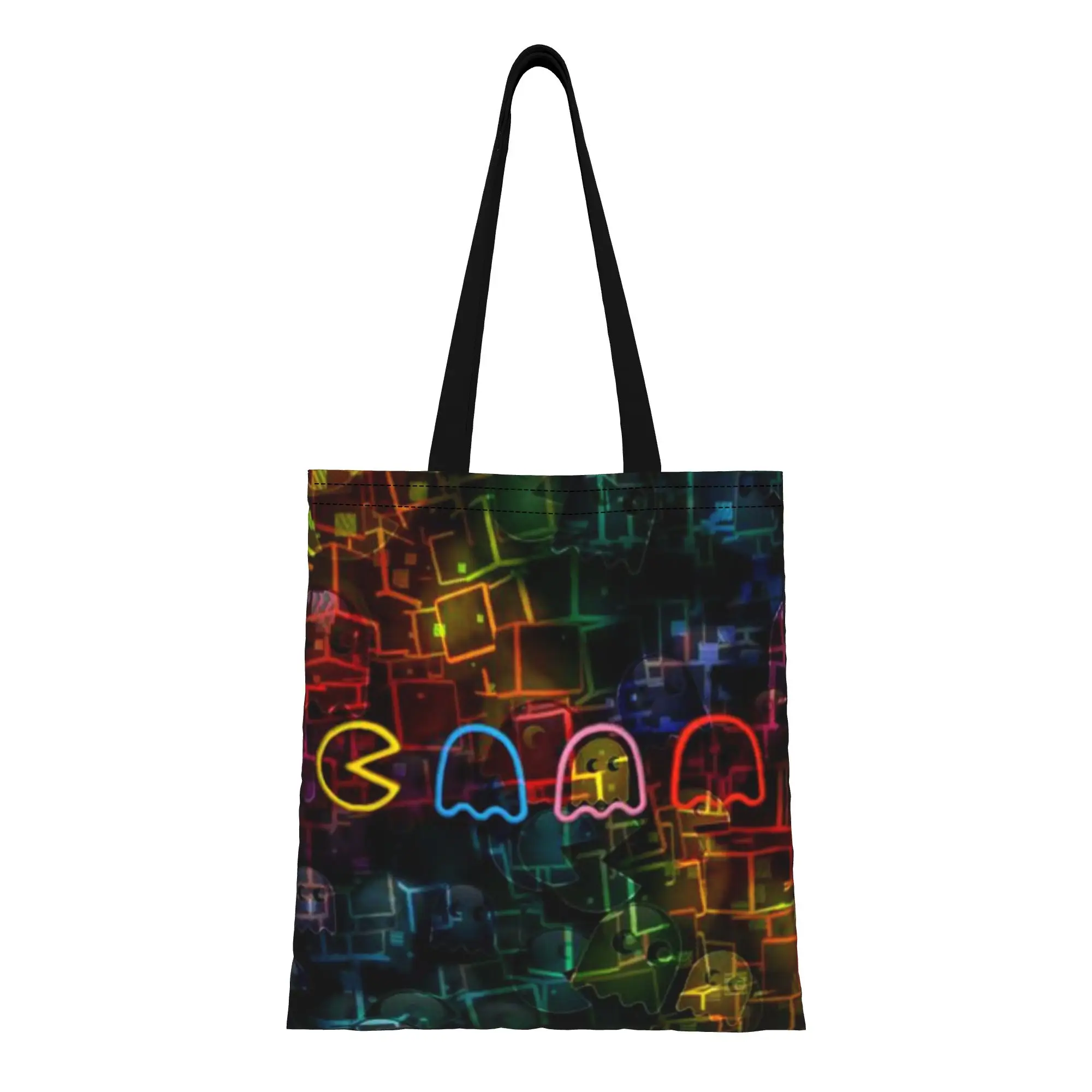Back to school season Pixel Maze Man (13) Pac-Man Canvas Tote Bag Perfect for Shopping Women's Top-Handle Bags