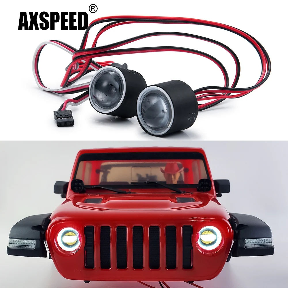 

AXSPEED Headlights Angel Eyes LED Lamp for Axial SCX10 III AXI03006 AXI03007 Jeep JT Gladiator JLU Wrangler 1/10 RC Crawler Car