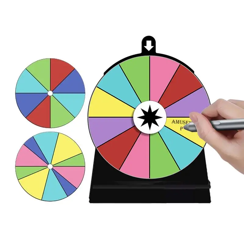 Spin The Wheel Game With Stand 3pcs Roulette Spinner Of Fortune Easy Assembly Erasable Whiteboard Surface 12 Slot Prize Wheel