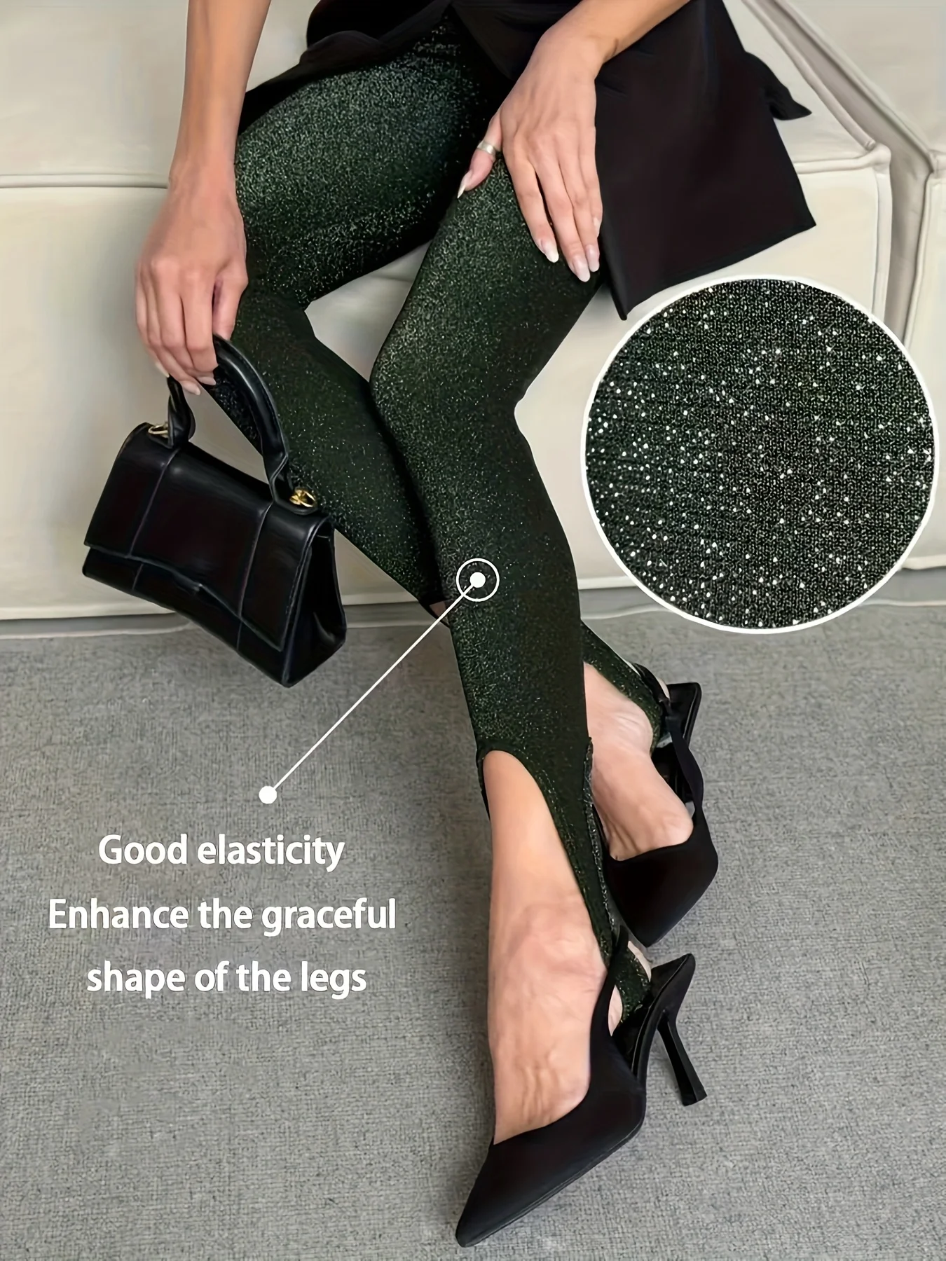 봄 여름 가을 고탄력 광택 실크 타이트핏 레깅스 우아하고 섹시한 광택 있고 몸에 꼭 맞는 레깅스