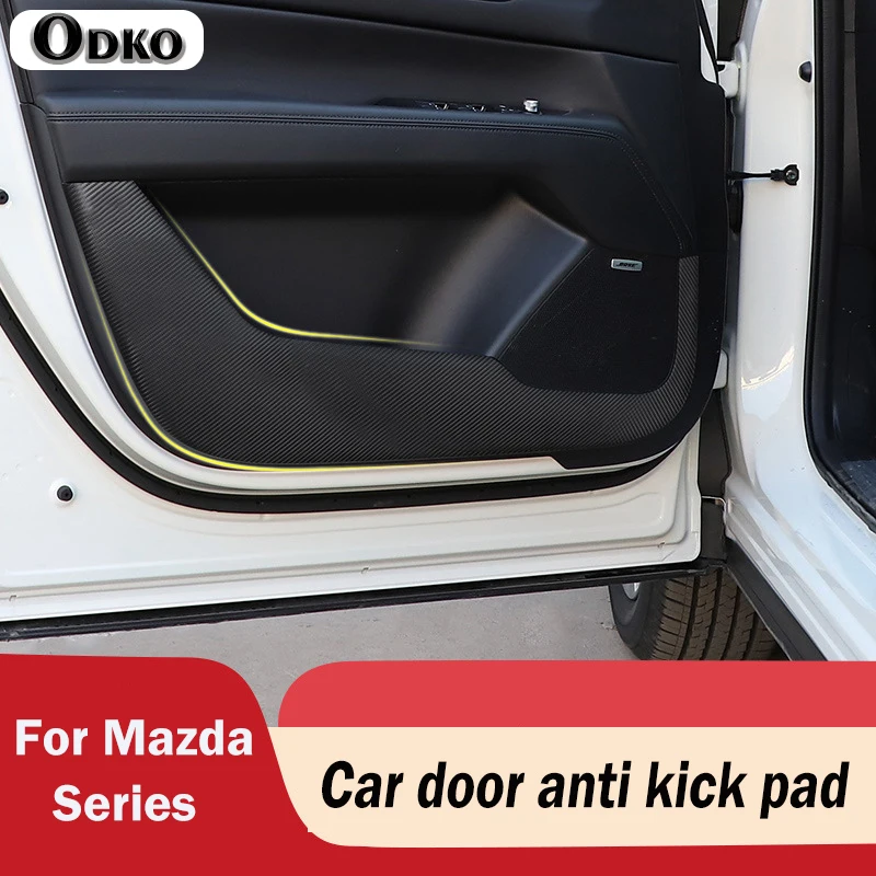 

For Mazda Atenza CX8 CX4 2023 2022 2021 2020 2019 2018 Leather Carbon Fiber Sticker Door Anti Kick Cover Sill Protection Mat