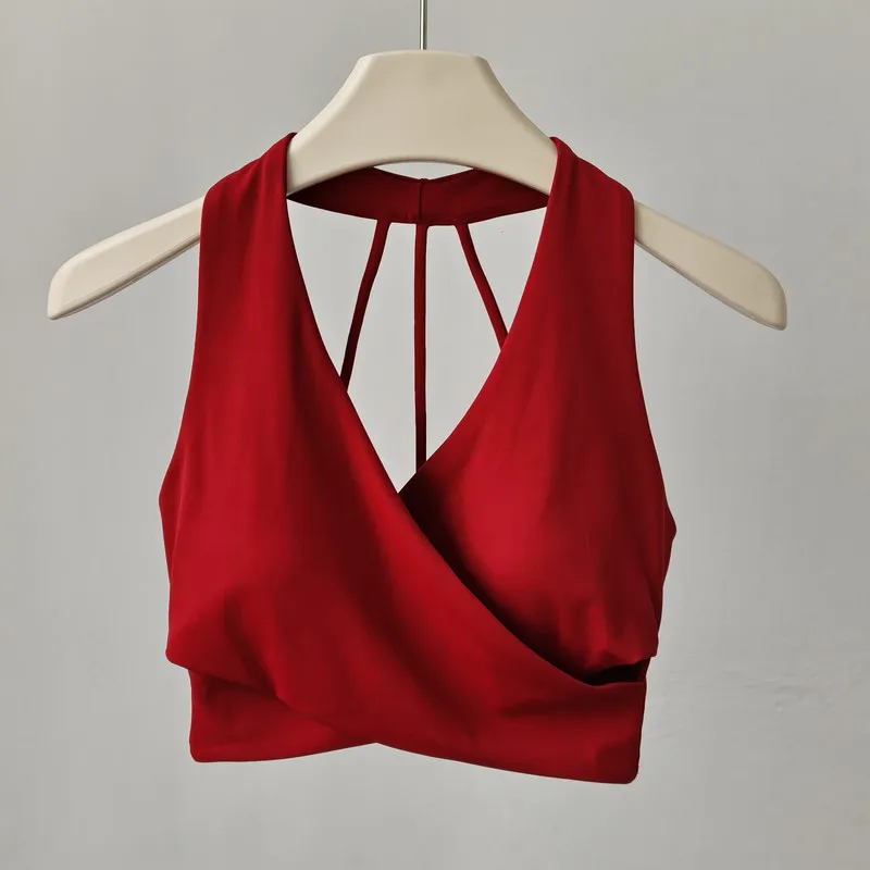 All-in-One Cross-V-Ausschnitt Sport-BH, Pilates-Oberteil, Trainings-BH, schnelltrocknend, sexy Rücken, Fitness-Yoga-Weste, Sportbekleidung – Detail 6