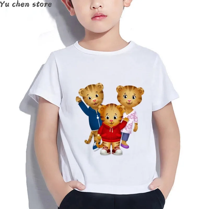 Fashion Kawaii Girl T-Shirt Funny Daniel Tiger Neighborhood Cartoon Print Baby Girl Clothes Children's Cotton T-Shirt Shirt Top