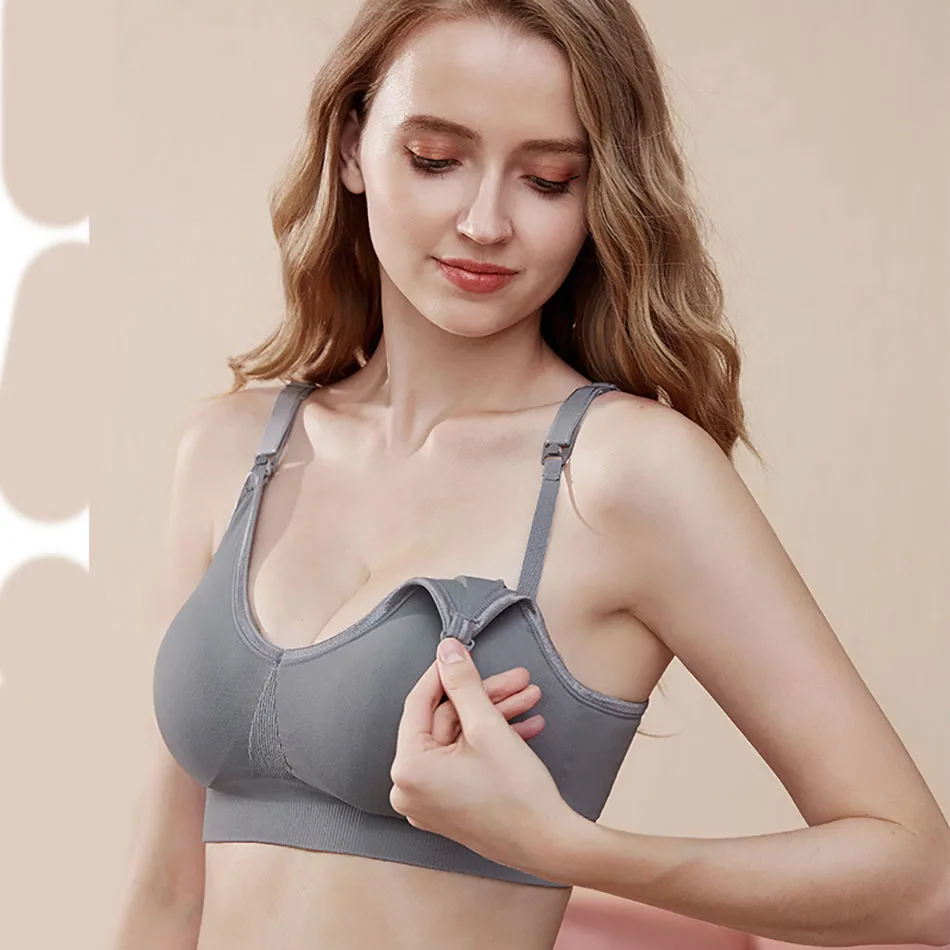 Pregnant Women's Front Buckle Without Steel Ring Breastfeeding Bras Can Be Fed Postpartum Bras