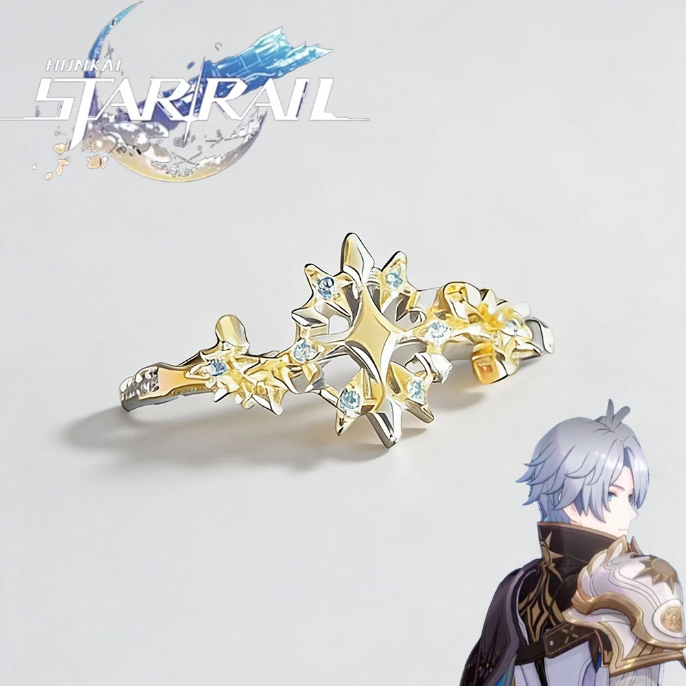 Game Honkai: Star Rail ​Khaslana Phainon​ Cosplay Ring Zircon Metal Finger Ring Adjustable Rings Adult Jewelry Party Accessory